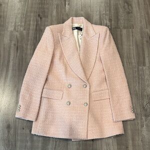 NWT Zara Light Pink Textured Blazer